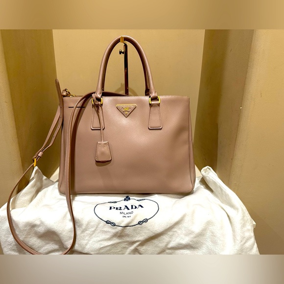 Prada Saffiano Lux Galleria Double Zip 2-way Bag - Picture 1 of 16